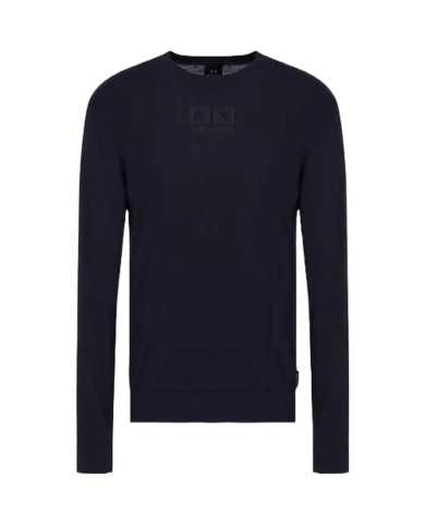 maglia navy da uomo con logo frontale ed etichetta | ARMANI EXCHANGE maglia navy da uomo con logo frontale ed etichetta | ARMANI EXCHANGE