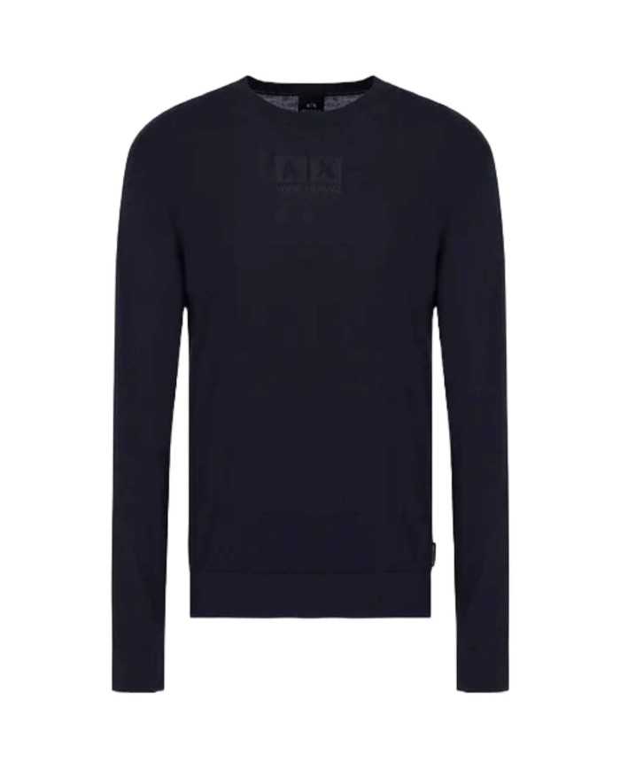 maglia navy da uomo con logo frontale ed etichetta | ARMANI EXCHANGE maglia navy da uomo con logo frontale ed etichetta | ARMANI EXCHANGE