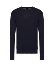 maglia navy da uomo con logo frontale ed etichetta | ARMANI EXCHANGE