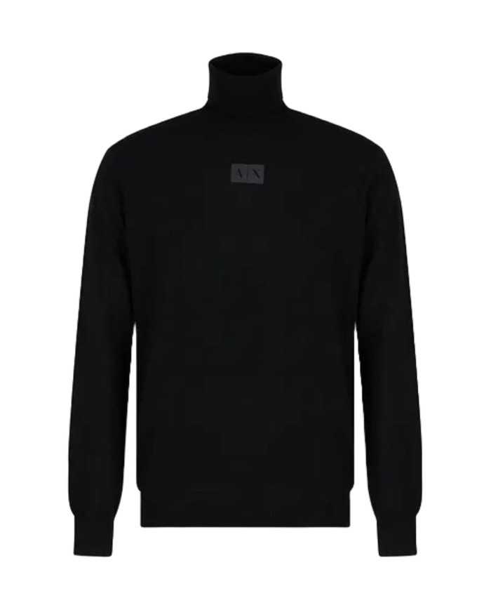 maglia a collo alto nera da donna con logo avanti | ARMANI EXCHANGE maglia a collo alto nera da donna con logo avanti | ARMANI EXCHANGE