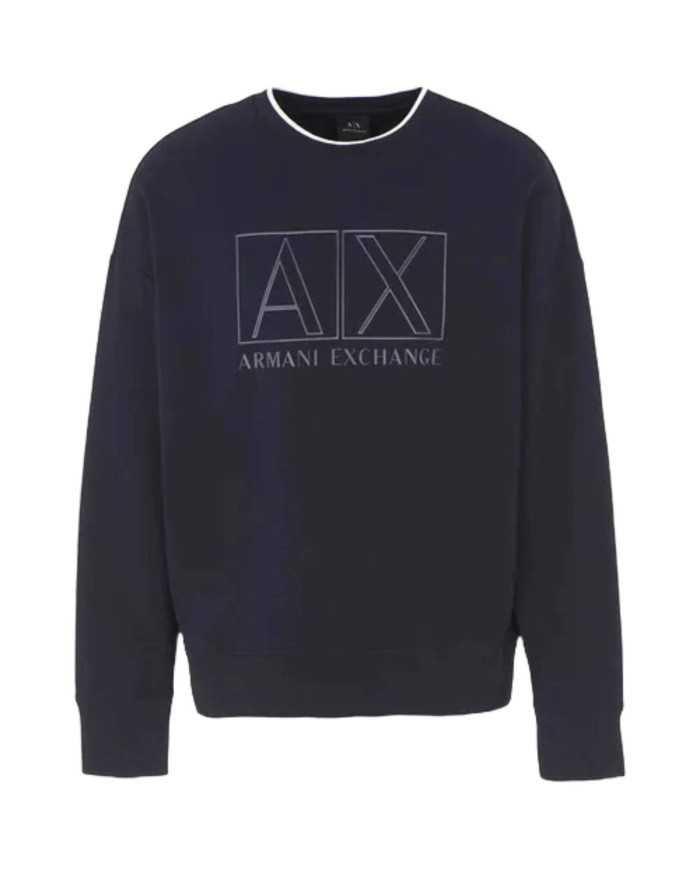 felpa navy da uomo con logo frontale e doppio collo | ARMANI EXCHANGE felpa navy da uomo con logo frontale e doppio collo | ARMANI EXCHANGE