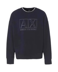 felpa navy da uomo con logo frontale e doppio collo | ARMANI EXCHANGE