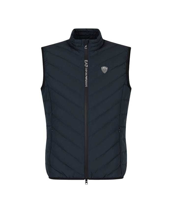 gilet slim night blue da uomo con logo patch davanti | EA7 gilet slim night blue da uomo con logo patch davanti | EA7