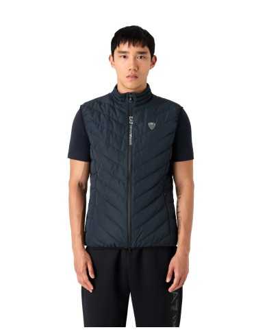 gilet slim night blue da uomo con logo patch davanti | EA7 gilet slim night blue da uomo con logo patch davanti | EA7