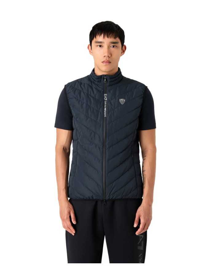 gilet slim night blue da uomo con logo patch davanti | EA7 gilet slim night blue da uomo con logo patch davanti | EA7