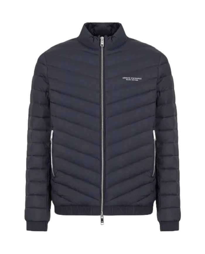 piumino navy mel.grey uomo con logo stampa su petto | ARMANI EXCHANGE piumino navy mel.grey uomo con logo stampa su petto | ARMANI EXCHANGE