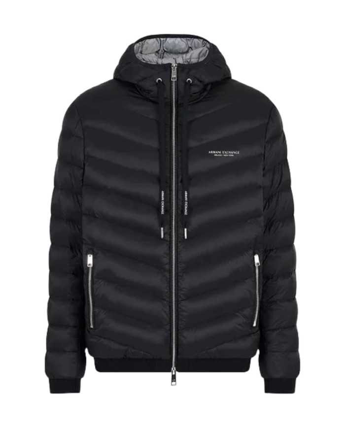 piumino black mel.grey da uomo con con logo su petto | ARMANI EXCHANGE piumino black mel.grey da uomo con con logo su petto | ARMANI EXCHANGE