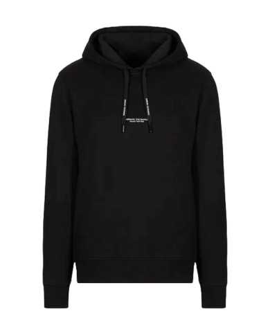 felpa con cappuccio nera da uomo con logo su petto | ARMANI EXCHANGE felpa con cappuccio nera da uomo con logo su petto | ARMANI EXCHANGE