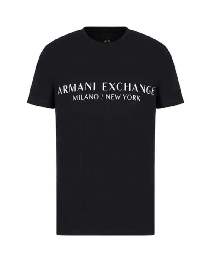 t-shirt navy da uomo con stampa logata su petto | ARMANI EXCHANGE t-shirt navy da uomo con stampa logata su petto | ARMANI EXCHANGE