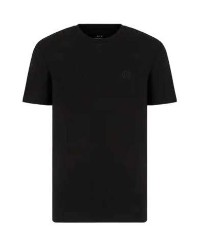 t-shirt nera uomo in tinta unita con collo tondo | ARMANI EXCHANGE t-shirt nera uomo in tinta unita con collo tondo | ARMANI EXCHANGE