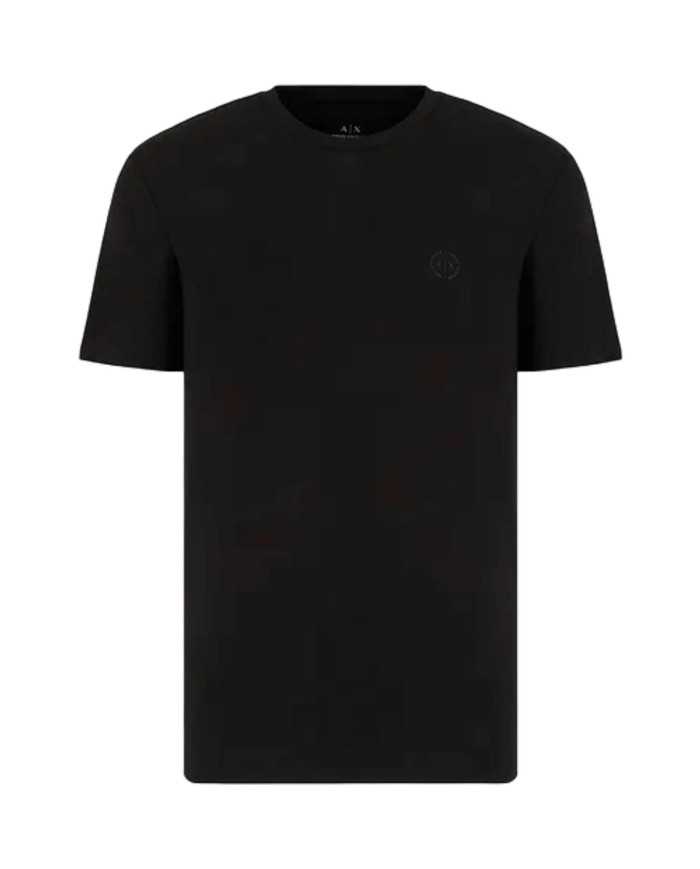 t-shirt nera uomo in tinta unita con collo tondo | ARMANI EXCHANGE t-shirt nera uomo in tinta unita con collo tondo | ARMANI EXCHANGE