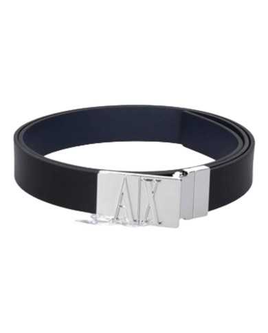 cintura nero/navy da uomo con fibbia logata | ARMANI EXCHANGE