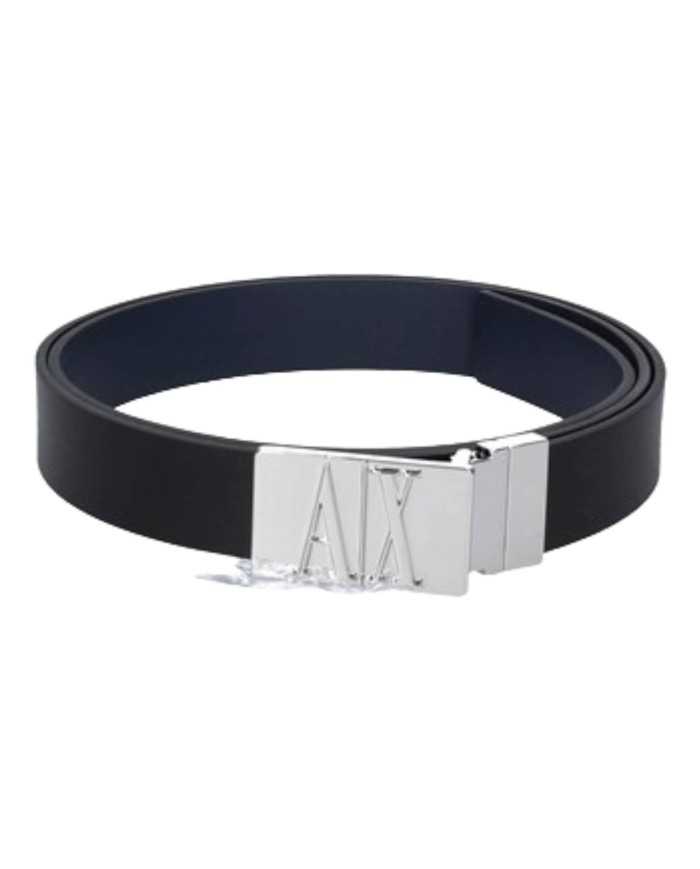 cintura nero/navy da uomo con fibbia logata | ARMANI EXCHANGE