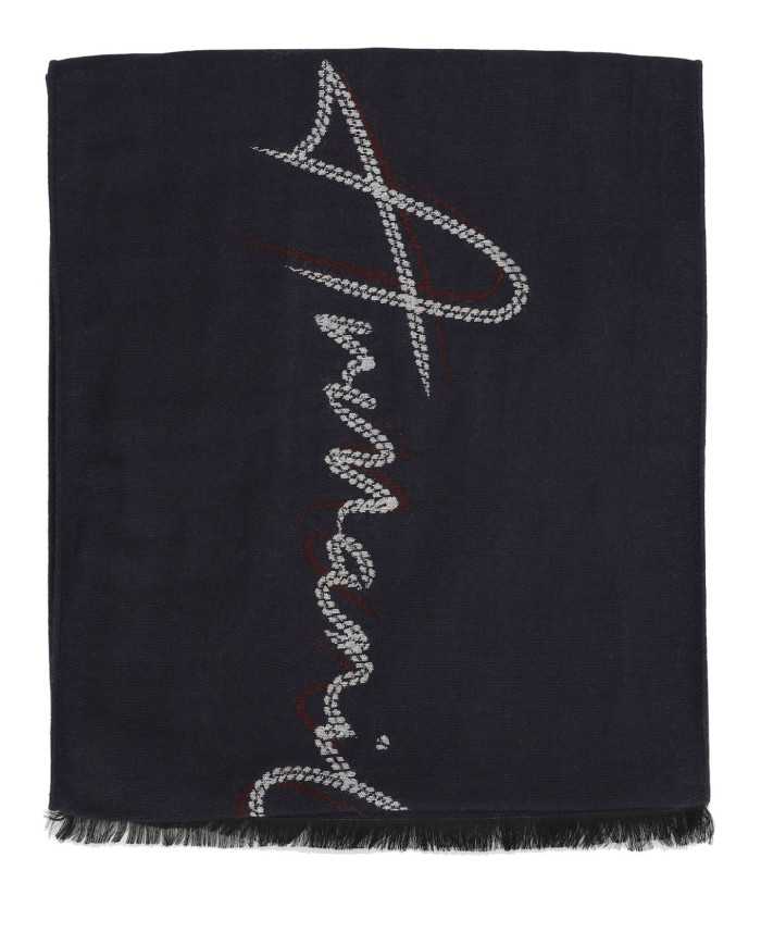 sciarpa navy/off white da uomo con bordi sfrangiati | ARMANI EXCHANGE sciarpa navy/off white da uomo con bordi sfrangiati | ARMANI EXCHANGE