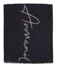 sciarpa navy/off white da uomo con bordi sfrangiati | ARMANI EXCHANGE