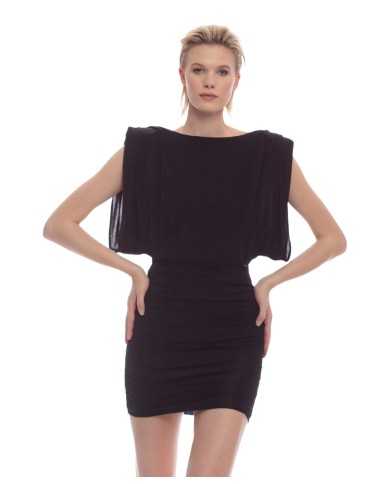 abito smanicato con spalline imbottite nero da donna | KOCCA abito smanicato con spalline imbottite nero da donna | KOCCA