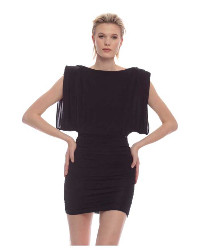 abito smanicato con spalline imbottite nero da donna | KOCCA abito smanicato con spalline imbottite nero da donna | KOCCA