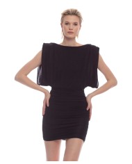 abito smanicato con spalline imbottite nero da donna | KOCCA abito smanicato con spalline imbottite nero da donna | KOCCA