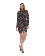 abito nero/avorio da donna con fantasia a fiori in contrasto | KOCCA