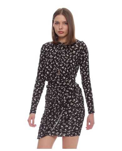 abito nero/avorio da donna con fantasia a fiori in contrasto | KOCCA abito nero/avorio da donna con fantasia a fiori in contrasto | KOCCA