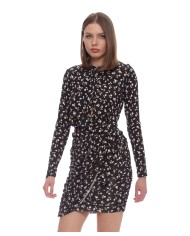 abito nero/avorio da donna con fantasia a fiori in contrasto | KOCCA