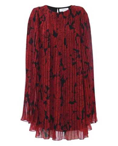 abito plissettato nero/bordeaux da donna con fantasia di fiori | KOCCA abito plissettato nero/bordeaux da donna con fantasia di fiori | KOCCA