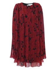 abito plissettato nero/bordeaux da donna con fantasia di fiori | KOCCA