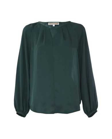 blusa verde malachite da donna con scollo a barchetta e pinces | KOCCA blusa verde malachite da donna con scollo a barchetta e pinces | KOCCA