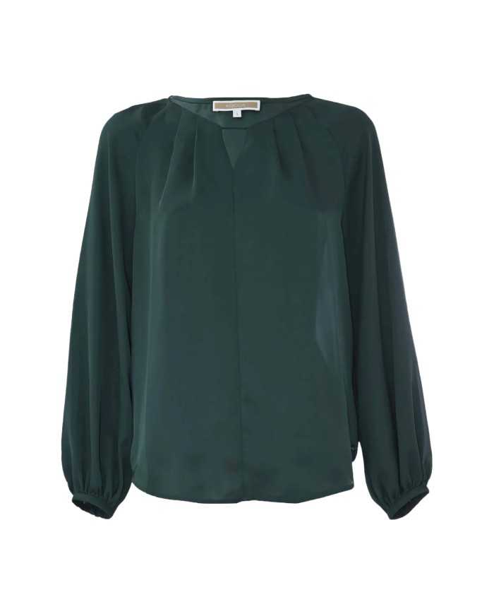blusa verde malachite da donna con scollo a barchetta e pinces | KOCCA