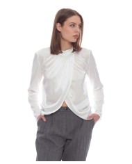 blusa latte/panna da donna con collo a lupetto arricciato | KOCCA blusa latte/panna da donna con collo a lupetto arricciato | KOCCA