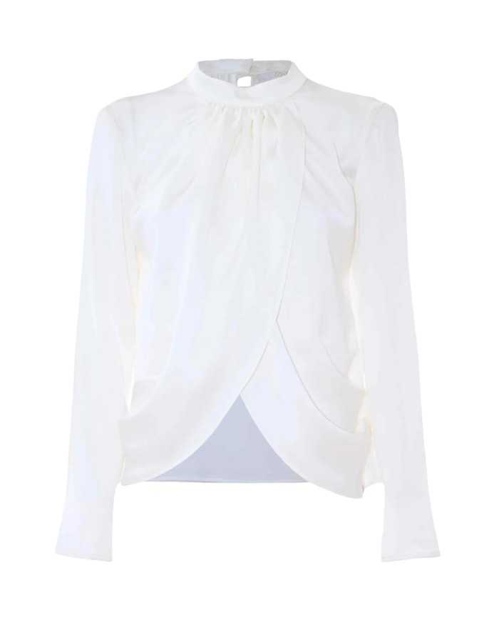 blusa latte/panna da donna con collo a lupetto arricciato | KOCCA blusa latte/panna da donna con collo a lupetto arricciato | KOCCA