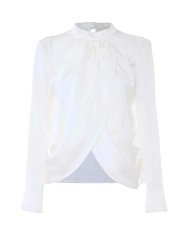 blusa latte/panna da donna con collo a lupetto arricciato | KOCCA blusa latte/panna da donna con collo a lupetto arricciato | KOCCA