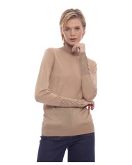 dolcevita miele da donna con collo alto e polsini con bottoni | KOCCA