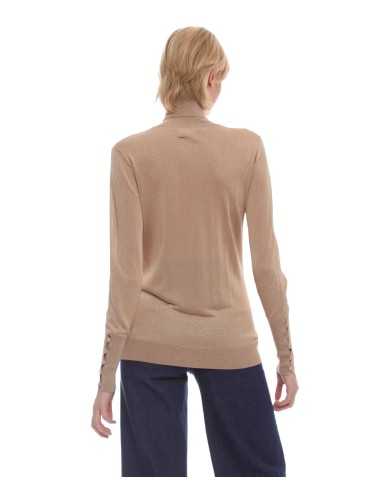 dolcevita miele da donna con collo alto e polsini con bottoni | KOCCA dolcevita miele da donna con collo alto e polsini con bottoni | KOCCA