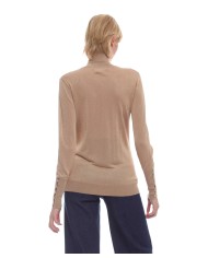 dolcevita miele da donna con collo alto e polsini con bottoni | KOCCA