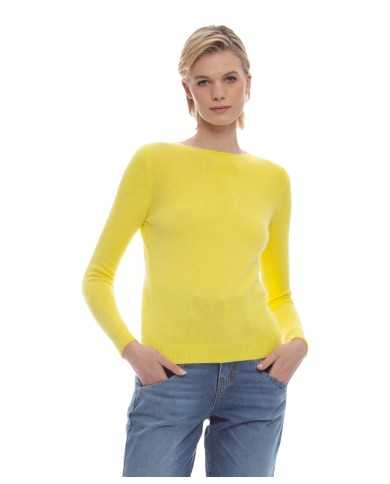 maglia limone chiaro da donna con fondo lavorato a coste | KOCCA maglia limone chiaro da donna con fondo lavorato a coste | KOCCA