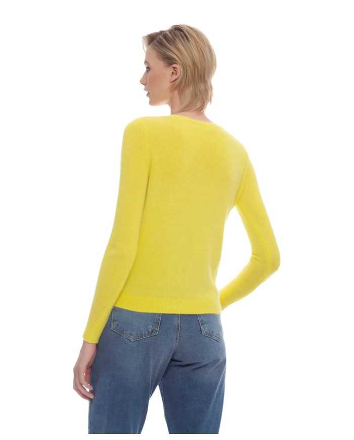 maglia limone chiaro da donna con fondo lavorato a coste | KOCCA