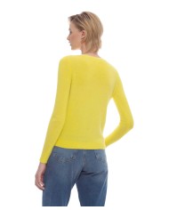 maglia limone chiaro da donna con fondo lavorato a coste | KOCCA