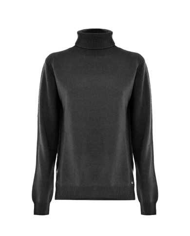 maglia nera da donna con pendaglio logato e spalla bassa | KOCCA maglia nera da donna con pendaglio logato e spalla bassa | KOCCA