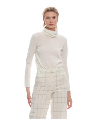 maglia latte/panna da donna con collo alto risvoltato | KOCCA
