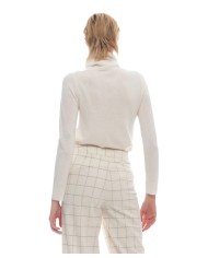 maglia latte/panna da donna con collo alto risvoltato | KOCCA