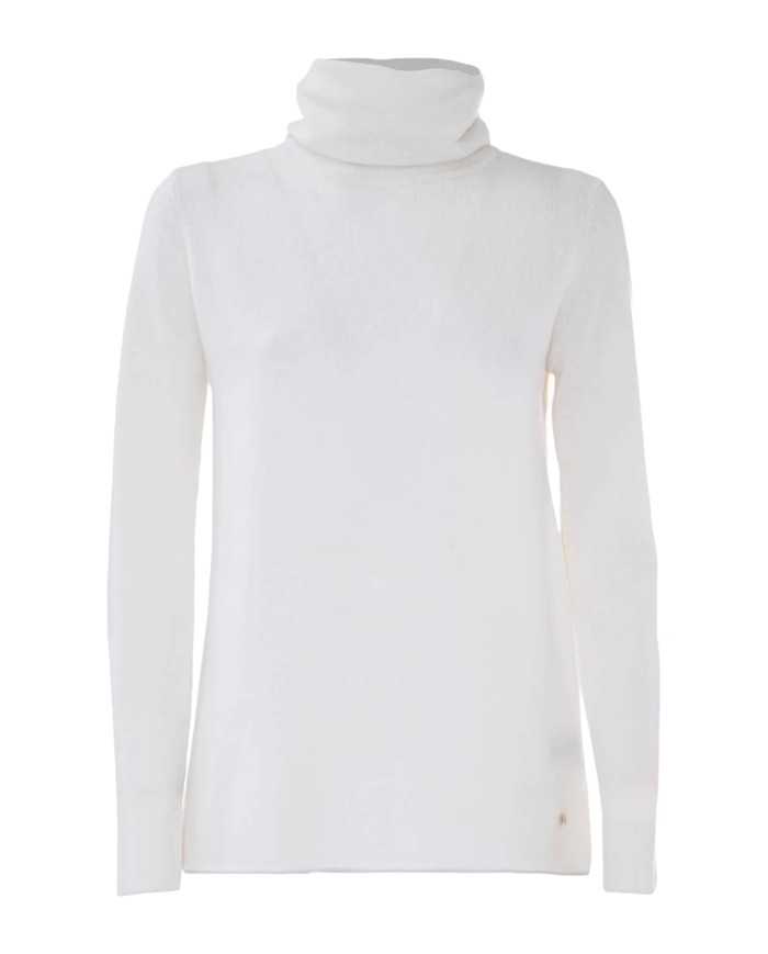 maglia latte/panna da donna con collo alto risvoltato | KOCCA