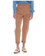 pantalone cannella da donna con gamba larga e risvolti | KOCCA