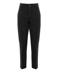 pantalone a carota nero da donna con piega e strass | KOCCA