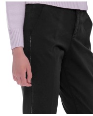pantalone a carota nero da donna con piega e strass | KOCCA