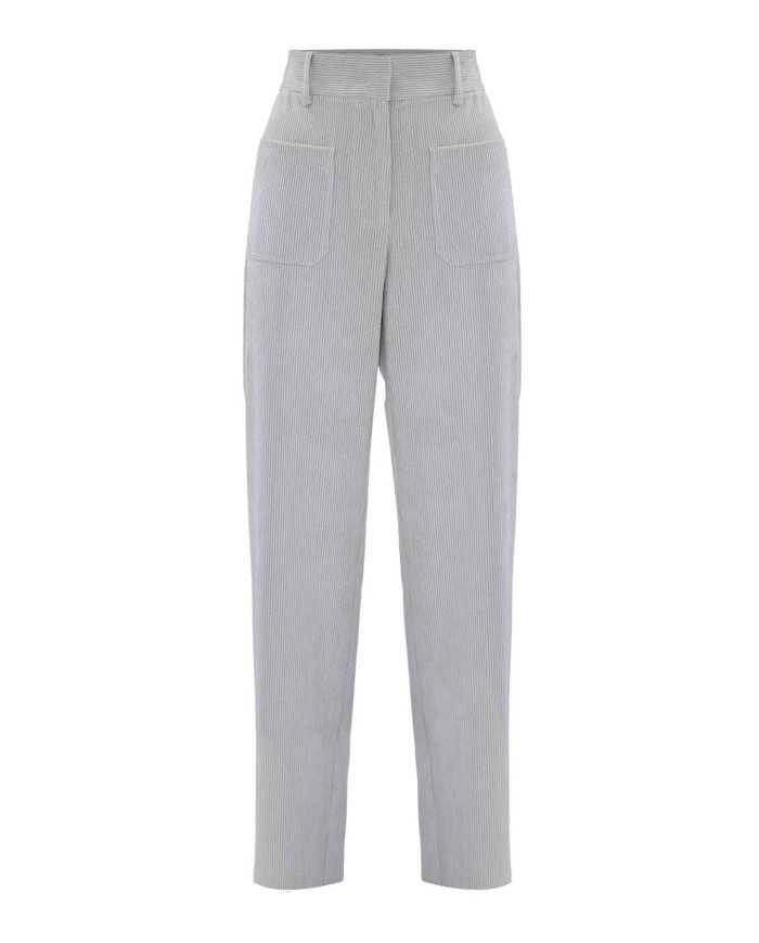pantalone burro vaniglia da donna con design basic a costine | KOCCA pantalone burro vaniglia da donna con design basic a costine | KOCCA