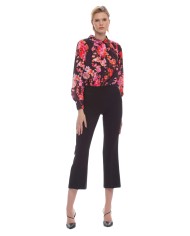 pantalone dritto nero da donna con piega su gamba | KOCCA