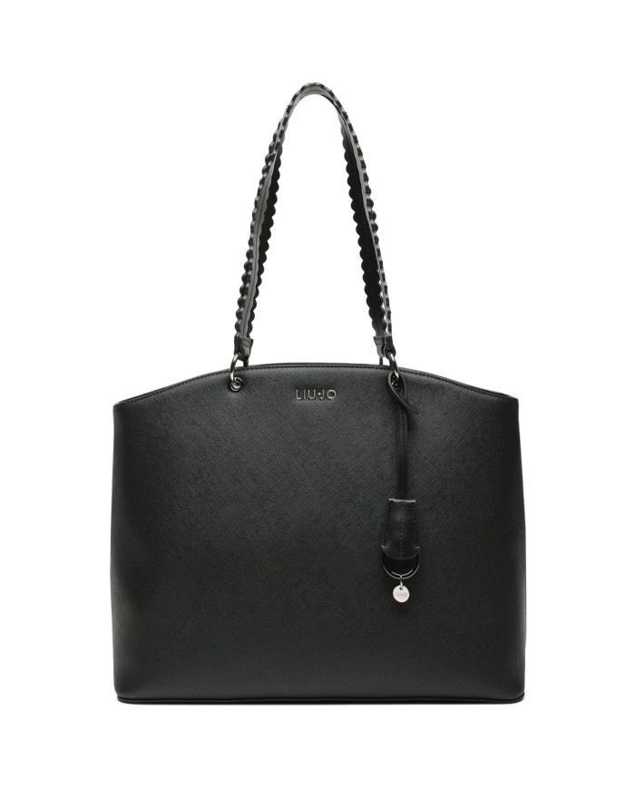 borsa nera da donna a doppio manico con gioiello appeso LIU JO