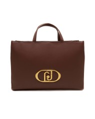 borsa shopping chocolat da donna con stemma logato avanti | LIU JO borsa shopping chocolat da donna con stemma logato avanti | LIU JO