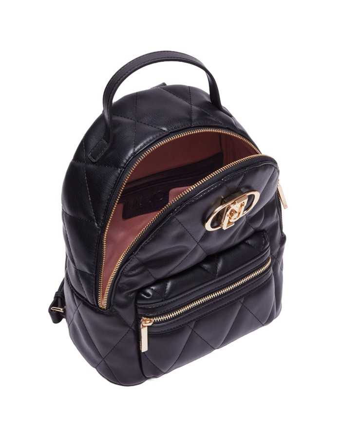 zaino nero da donna con placca logata sostituibile | LIU JO zaino nero da donna con placca logata sostituibile | LIU JO